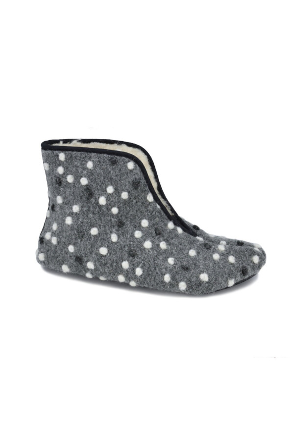 Oma King Felt Slippers Kaku Grey dots