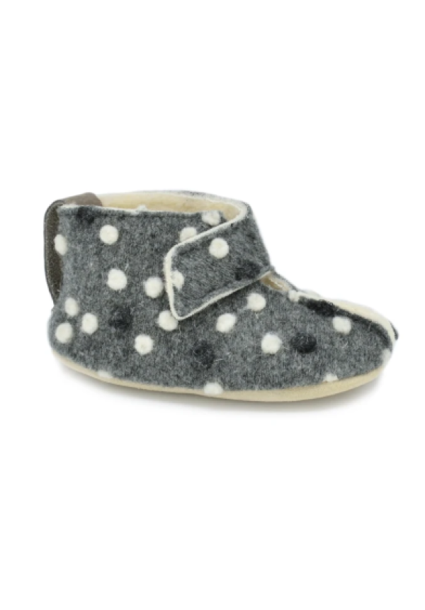 Oma King Felt Slippers Kaku Grey dots