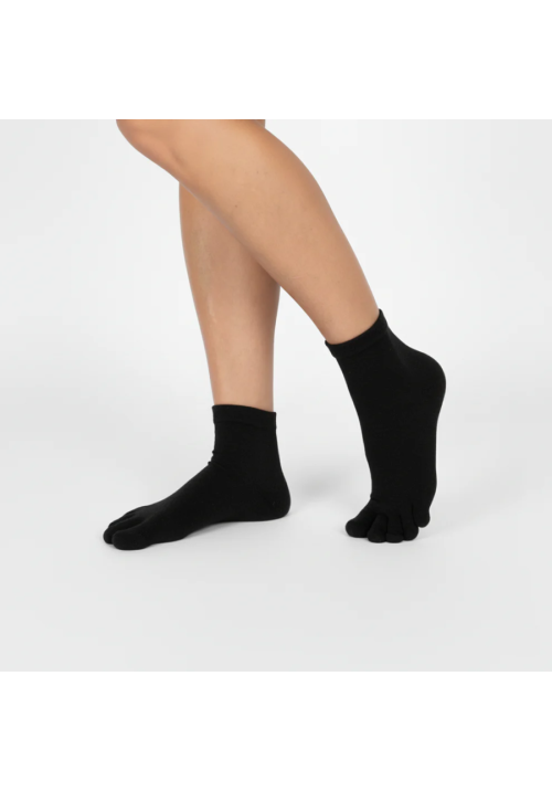 Roots Calcetines 5 dedos Media Caña Negro
